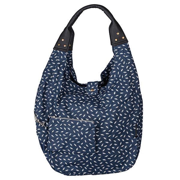 Tasche HOBOBAG FEDERN blau/weiß, Baumwollcanvas