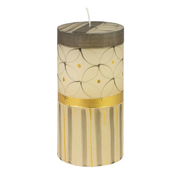 Stumpenkerze 7x15cm BLACK & GOLD, Kapula (Stück) / CONTIGO Fairtrade Onlineshop