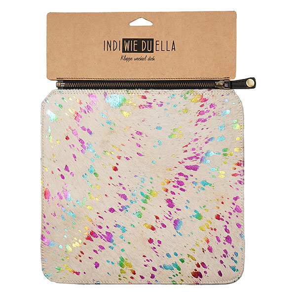 Wechselklappe HAIR Blob IndiWIEDUella weiß-bunt, Rindsleder / CONTIGO Fairtrade Onlineshop