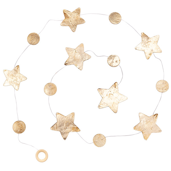 Dekostrang STERNE 150cm weiß-gold, Capiz / CONTIGO Fairtrade Onlineshop
