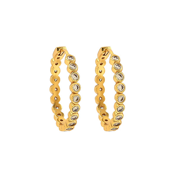 Ohrringe Creole Zirkonia, 2,5 cm,  22K vergoldet
