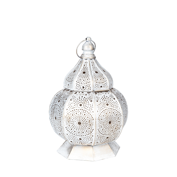 Laterne ORIENTAL LIGHTS, 29x18 cm, weiß-gold, Eisenblech
