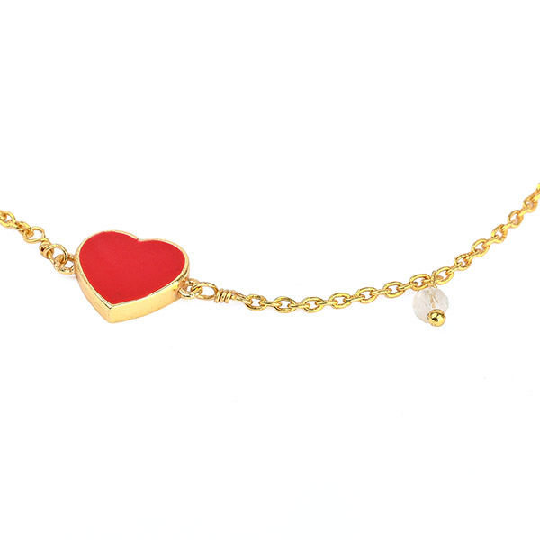 Armband, Herz, Emaille & Mondstein, 22K vergoldet / CONTIGO Fairtrade Onlineshop