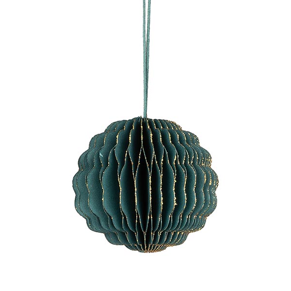 Papierdeko Origami 8cm SPHERE petrol, Goldrand / CONTIGO Fairtrade Onlineshop