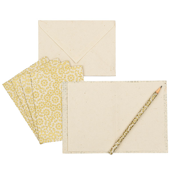 5 Karten mit Umschlag MOSAIC natur-gold, Loktapapier / CONTIGO Fairtrade Onlineshop
