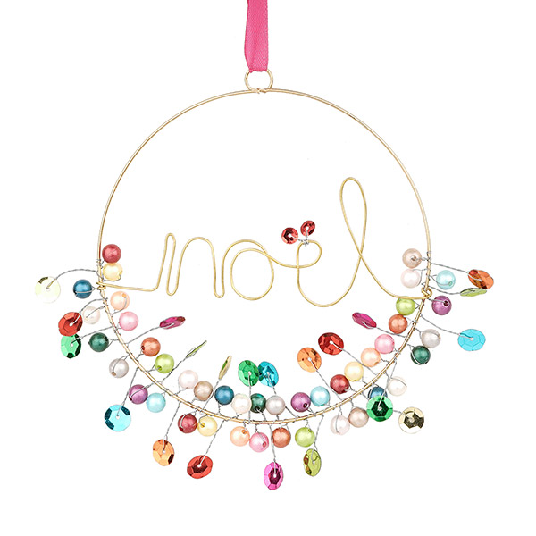 Perlendekoration KRANZ "noel" 13cm, multicolor