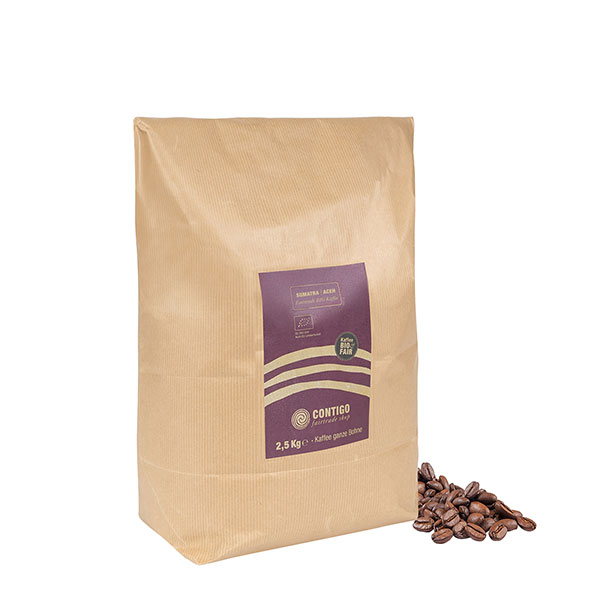 Bohne Indonesien Sumatra BIO 2,5 Kg Tüte / CONTIGO Fairtrade Onlineshop