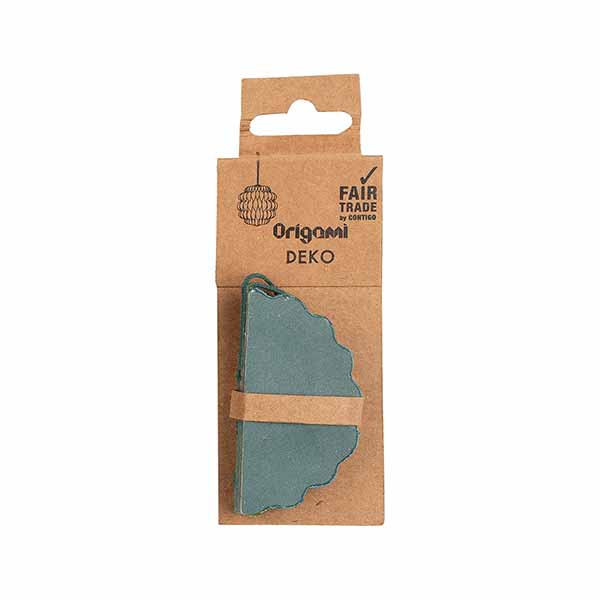 Papierdeko Origami 8cm SPHERE petrol, Goldrand / CONTIGO Fairtrade Onlineshop