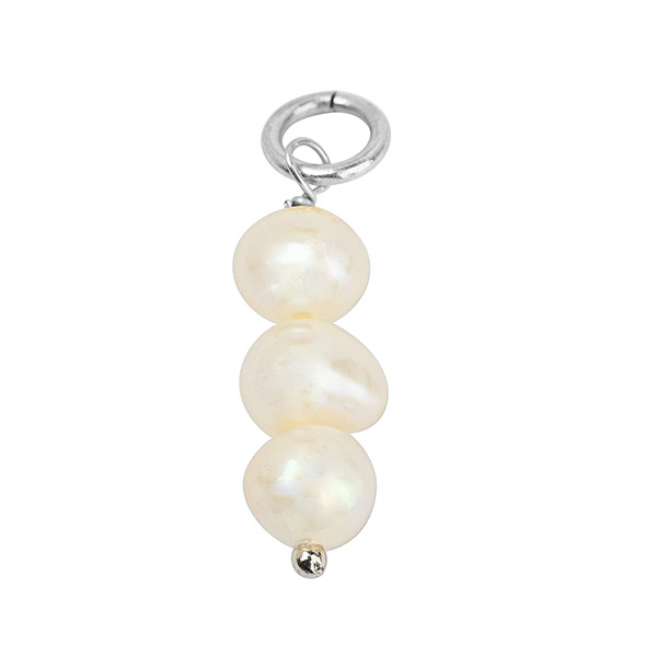 Anhänger, 3 Perlen, Mix&Match, versilbert / CONTIGO Fairtrade Onlineshop