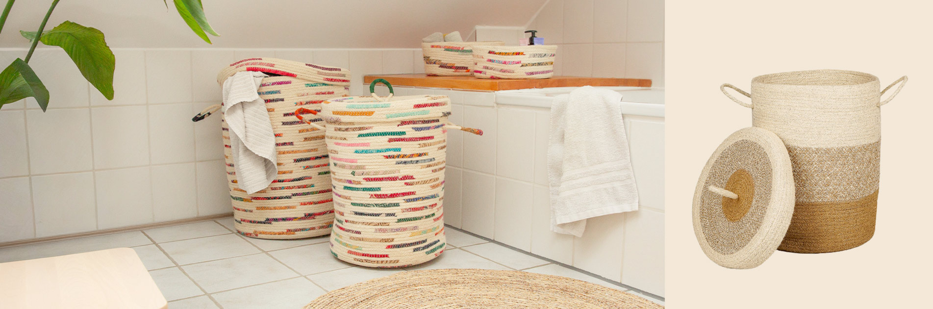 Geflochtener Wäschekorb mit Deckel von CONTIGO Fairtrade Onlineshop