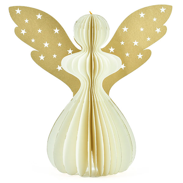 Papierdeko XL Engel Origami 18,5cm weiß, Goldrand