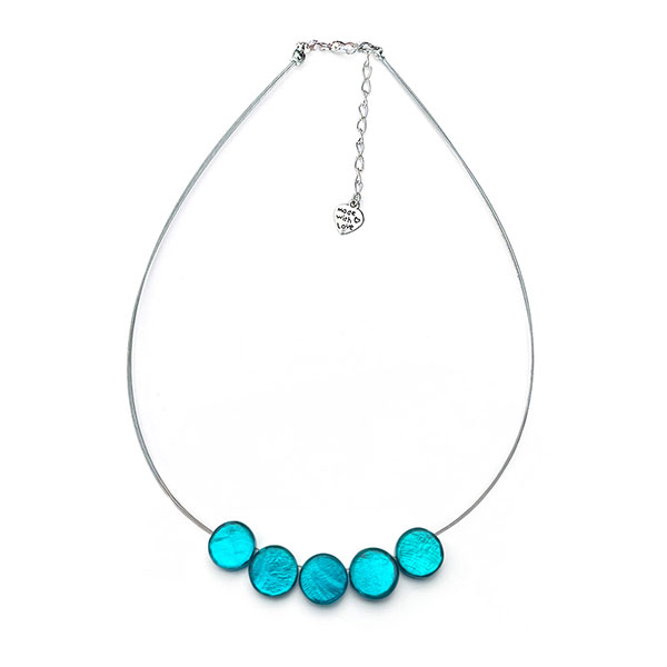 Halskette MINI DISCS blau, Capiz