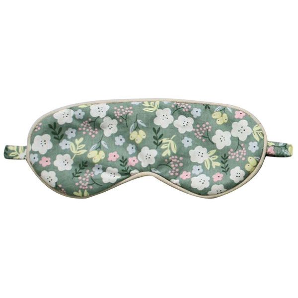 Schlafmaske MINI FLOWERS, grün, Baumwolle+Polyester-Satin