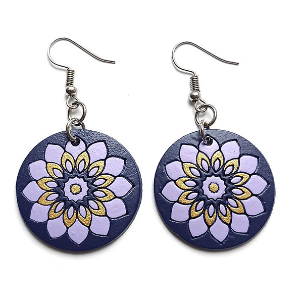 Ohrringe DISC FLORAL violett, Flaschenkürbis