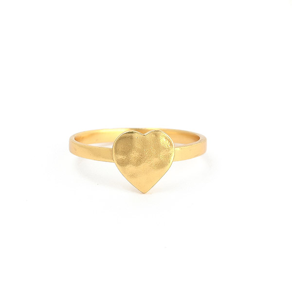 Ring, Herzchen, gehämmert, 22 K vergoldet, [S01] / CONTIGO Fairtrade Onlineshop