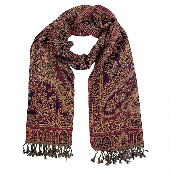 Wollschal PAISLEY, weinrot, 180x70 cm, 100 % Wolle