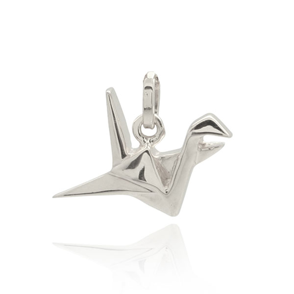 Kettenanhänger Origami Kranich, Silber