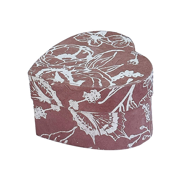 Dekobox Herzform, BUTTERFLY FLOWER, L, 9x9x5,5 cm, litschi-weiß, Loktapapier handgeschöpft