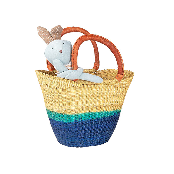 Bolga Korb KLEIN U-Form 30cm DIPPY blau, Steppengras / CONTIGO Fairtrade Onlineshop