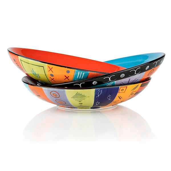 Pastateller 22cm MULTICOLOURED ETHNIC, Keramik Kapula / CONTIGO Fairtrade Onlineshop