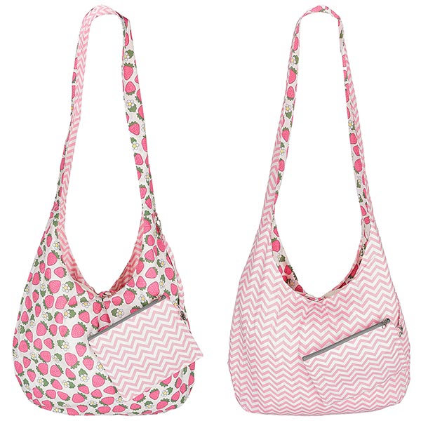 Wendetasche PINK STRAWBERRY, bedruckte Baumwolle