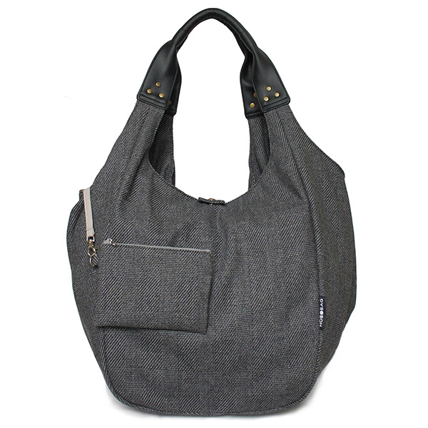 Tasche HOBOBAG NEWCASTLE, dunkelgrau Tweed, Wollmix / CONTIGO Fairtrade Onlineshop