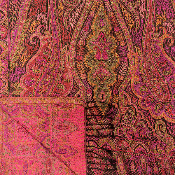 Schal PAISLEY, rot-pink-schwarz-mix, 190x54cm, Seide / CONTIGO Fairtrade Onlineshop