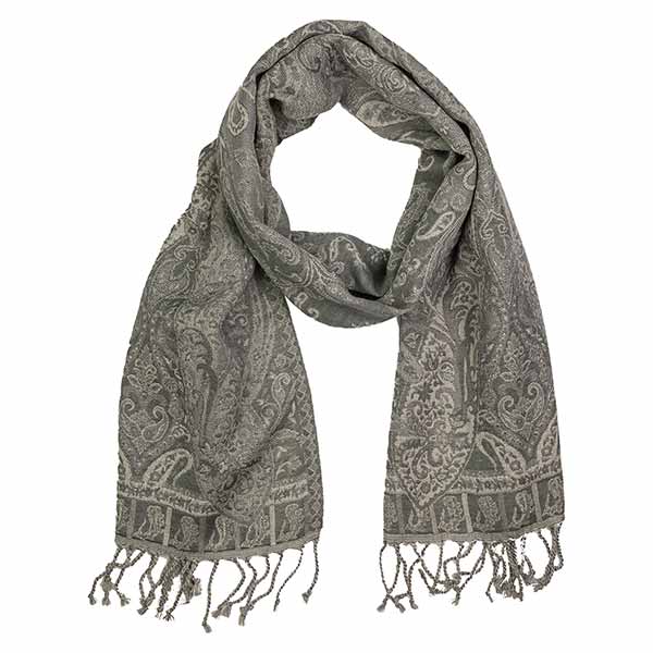 Schal PAISLEY beige-grau, 165x35cm, 100 % Wolle