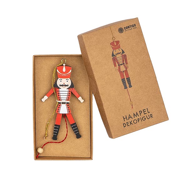 Hampelfigur Nußknacker rot-schwarz, MDF