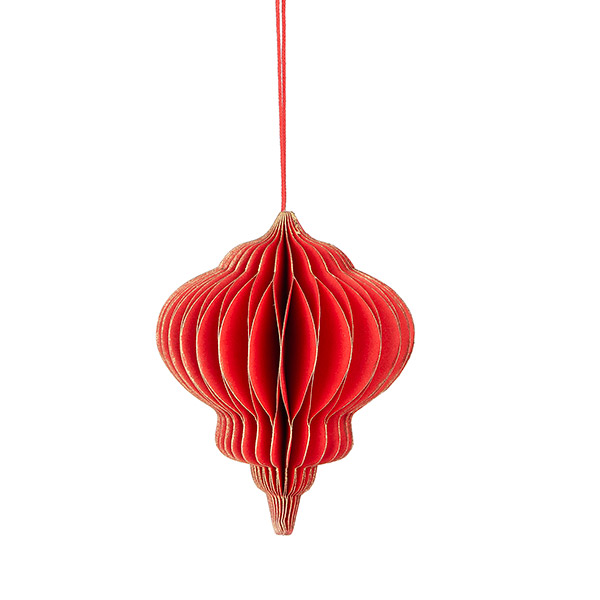 Papierdeko Origami DROP, 9 cm, rot, Goldrand