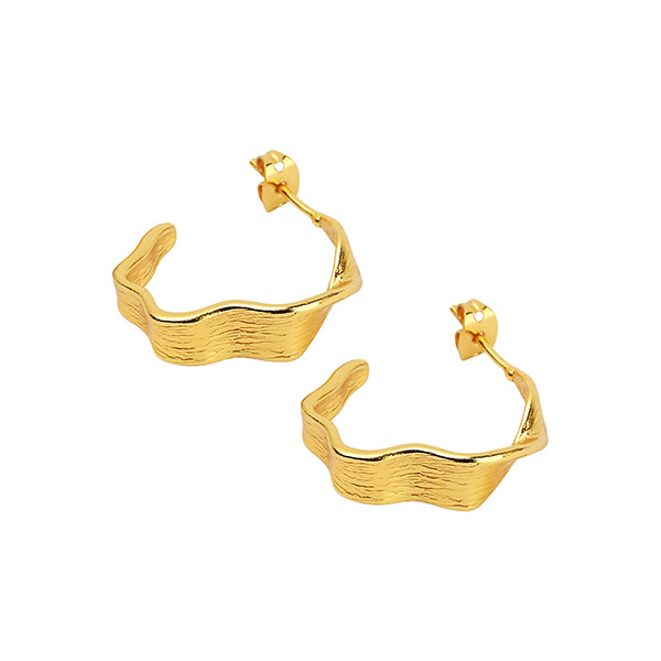 Ohrringe, Creole, Crinkle, 22K vergoldet / CONTIGO Fairtrade Onlineshop