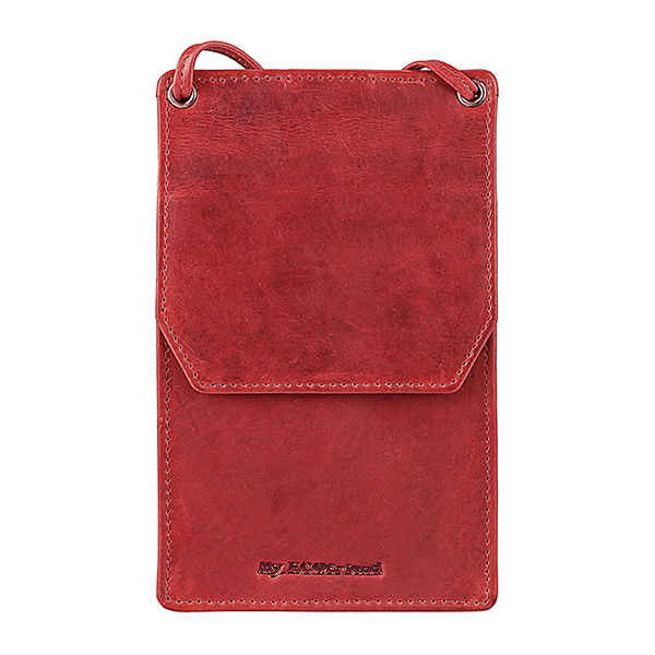 Smartphone Tasche SPORTY rot, Ziegenleder