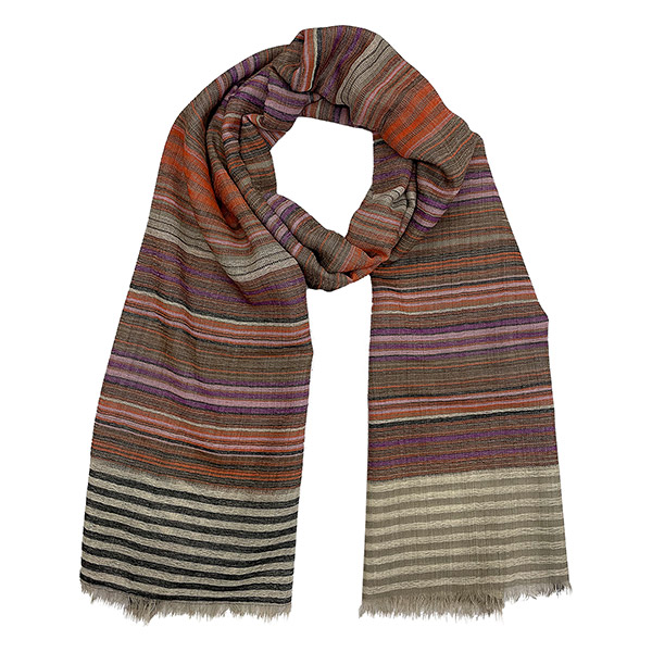 Wollschal STRIPES, orange-mix, 180x70 cm, 100 % Wolle