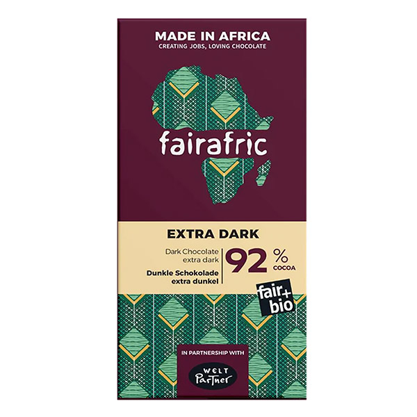 fairafric - Schokolade BIO Dunkle, Extra Dark 92%  80g / CONTIGO Fairtrade Onlineshop