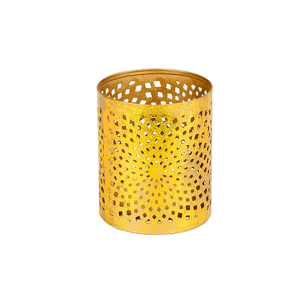Teelicht 6x7cm, FOCUS, gold-gold, Eisenblech