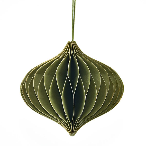Papierdeko Origami 9cm ONION piniengrün, Goldrand / CONTIGO Fairtrade Onlineshop