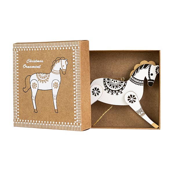 Hampelfigur Pferd weiß-gold, MDF / CONTIGO Fairtrade Onlineshop