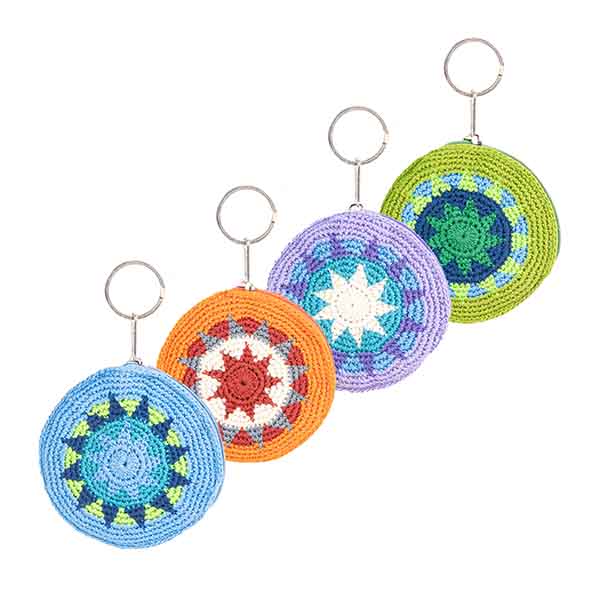Häkeltäschchen mit Schlüsselring, verschiedene Farben(St / CONTIGO Fairtrade Onlineshop