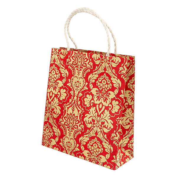 Geschenktüte M BAROCK, rot-gold, Loktapapier / CONTIGO Fairtrade Onlineshop