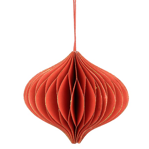 Papierdeko Origami 9cm ONION rot, Goldrand