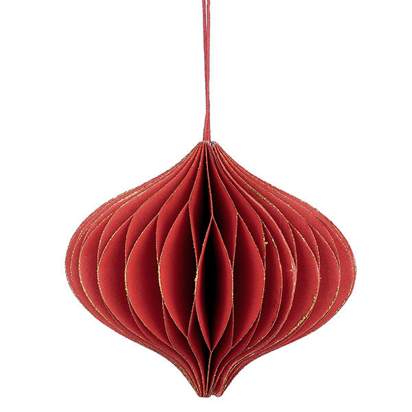 Papierdeko Origami 9cm ONION rot, Goldrand / CONTIGO Fairtrade Onlineshop
