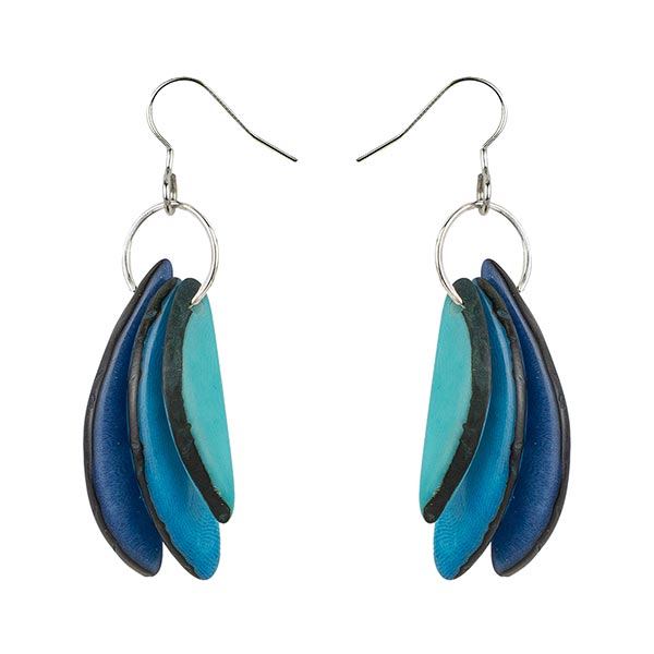 Ohrringe SLICES Blautöne, Tagua
