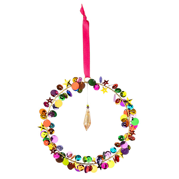Perlendekoration KRANZ 13cm Pailletten, bunt