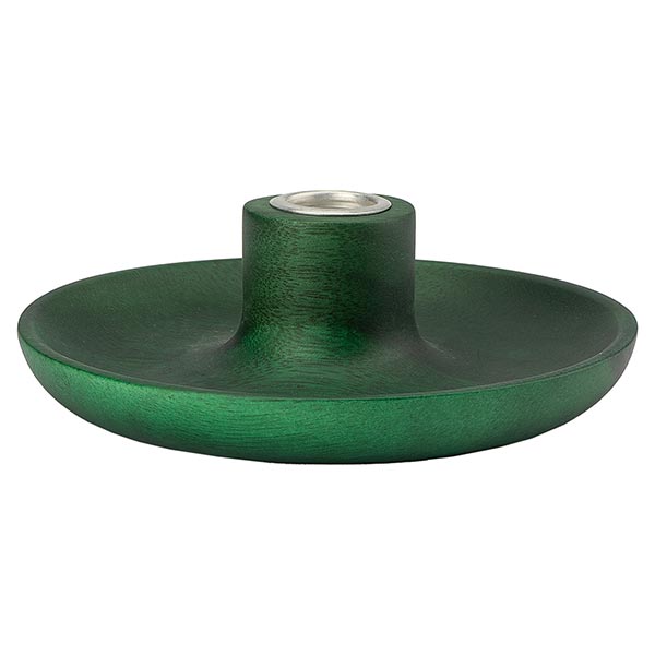 Kerzenhalter mit Unterteller waldgrün, Acaciaholz / CONTIGO Fairtrade Onlineshop