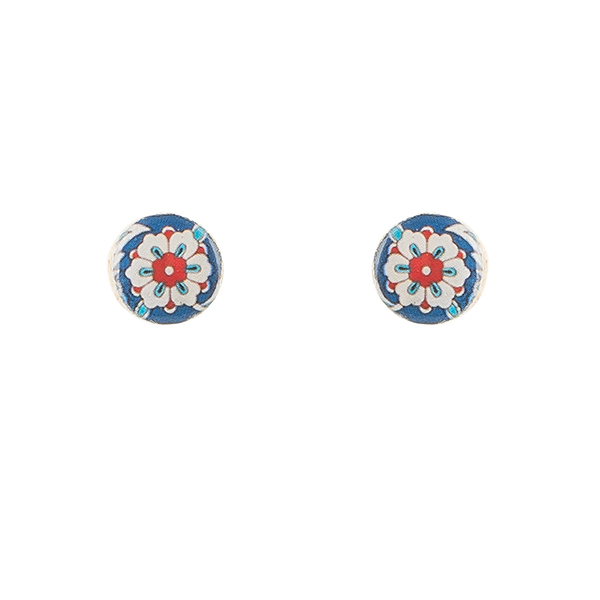 Ohrstecker MINI FLOWER rot-blau, Fliese / CONTIGO Fairtrade Onlineshop