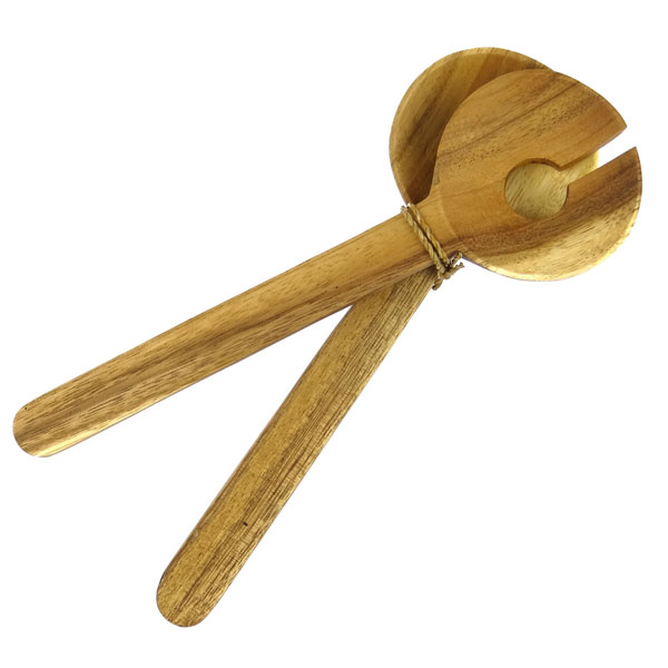 Salatbesteck 25cm rund, Acaciaholz