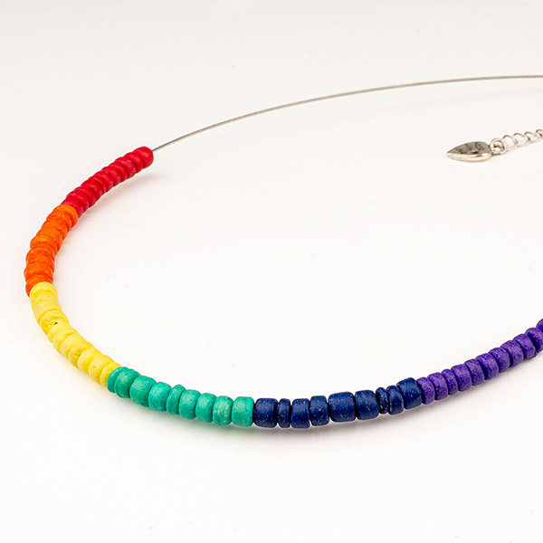 Halskette Mini Bits RAINBOW PRIDE, Kokosnuss / CONTIGO Fairtrade Onlineshop
