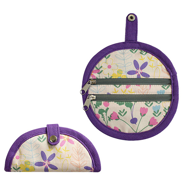 Faltetui rund WILDFLOWER, pink-gelb-lila, Baumwolle / CONTIGO Fairtrade Onlineshop