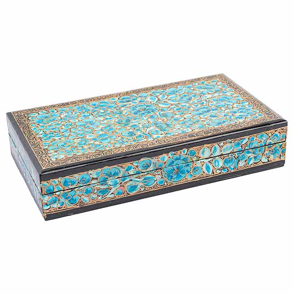 Dose flach 17,5x8,5 Kaschmir, handbemalt, Pappmaché (Stück) / CONTIGO Fairtrade Onlineshop