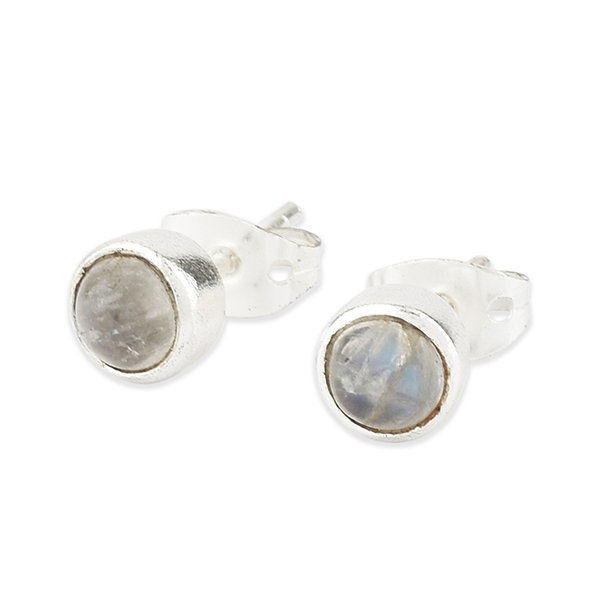 Ohrstecker, Mondstein, versilbert Ohrstecker, Mondstein, versilbert